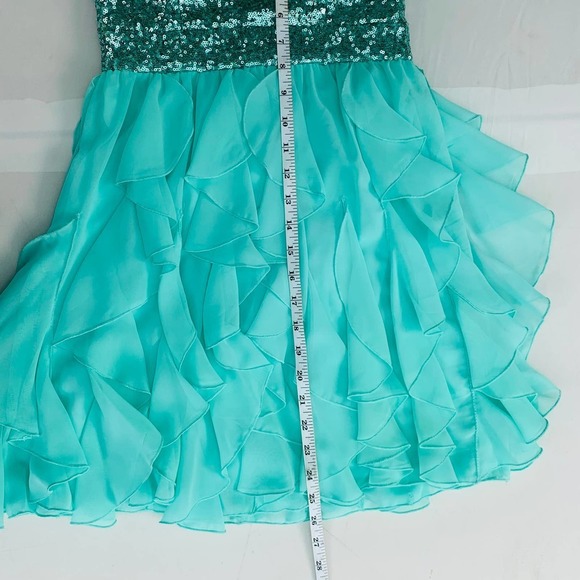 WINDSOR Sequin Bodice Strapless Ruffle Mini Dress - Picture 5 of 8